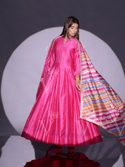 Pink Vasansi Silk Anarkali Suit Set