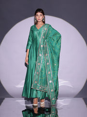 Green Vasansi Silk Anarkali Suit Set
