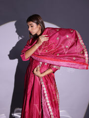 Ruby Pink Vasansi Silk Anarkali Suit Set