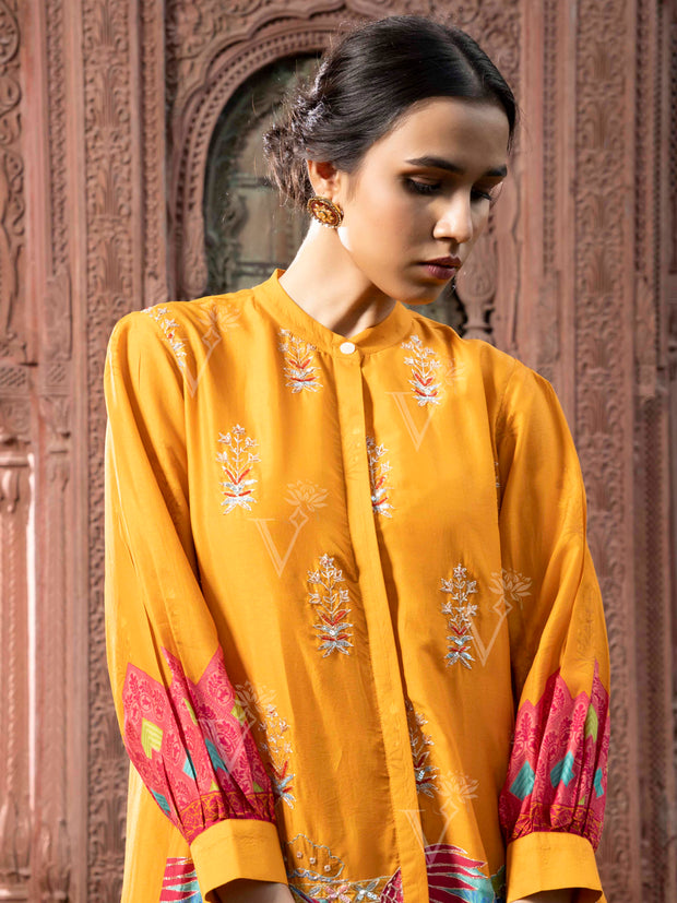 Yellow Vasansi Silk Embroidered Co-ord Set