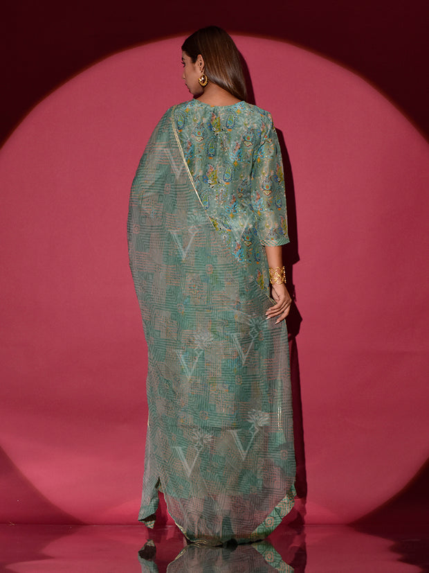 Sage Green Vasansi Silk Printed Suit Set