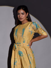 Yellow Vasansi Silk Floral Printed Jumpsuit