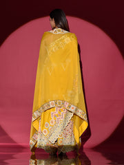 Yellow One Shoulder with Cape and Palazzo Set