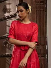 Red Vasansi Silk Printed Jumpsuit