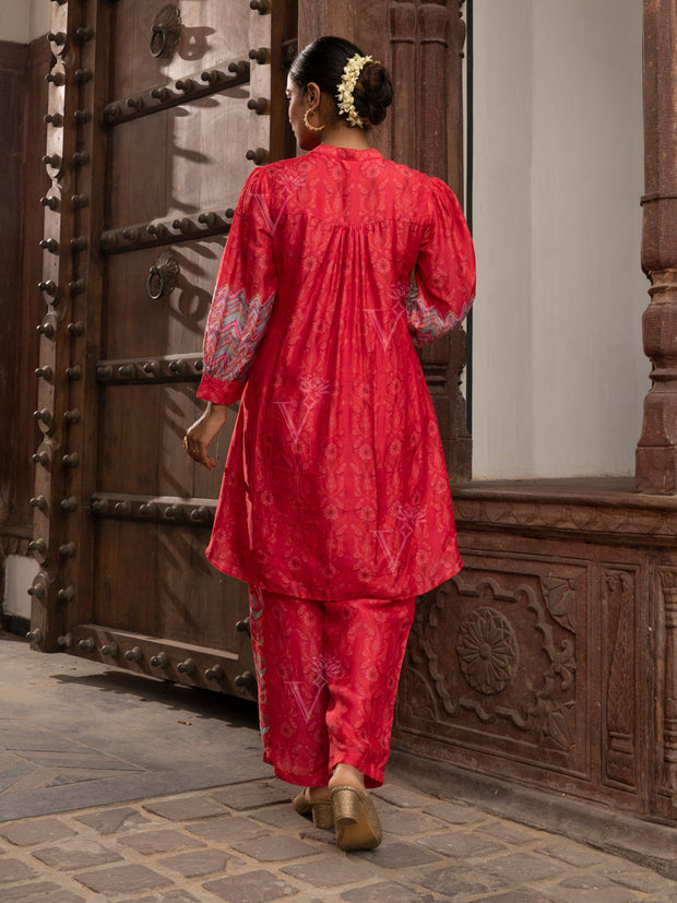Red Vasansi Silk Co Ord Set