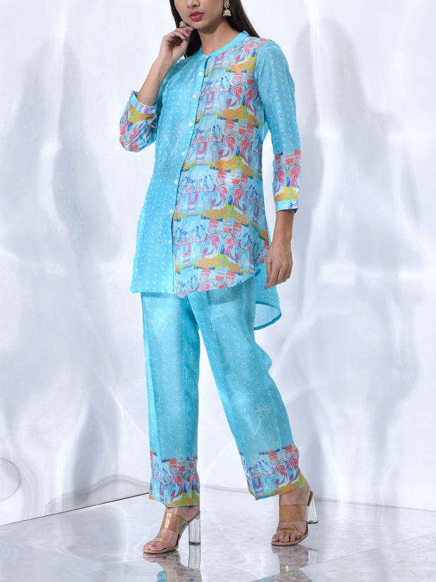 Aqua Blue Vasansi Silk Co Ord Set