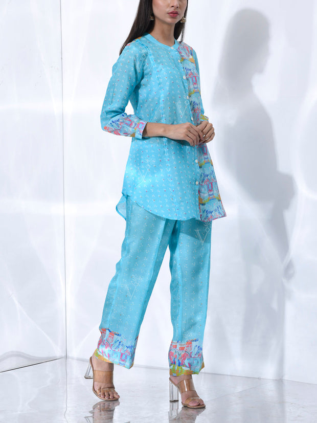 Aqua Blue Vasansi Silk Co Ord Set