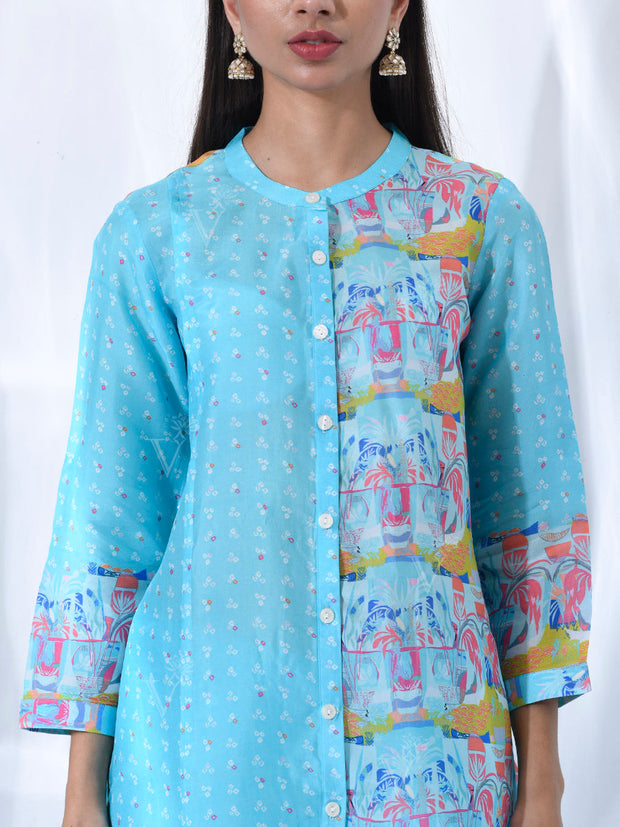Aqua Blue Vasansi Silk Co Ord Set