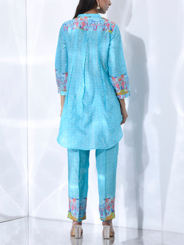 Aqua Blue Vasansi Silk Co Ord Set