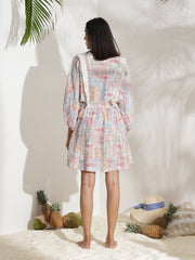 Pastel Printed Raglan Sleeves Dress