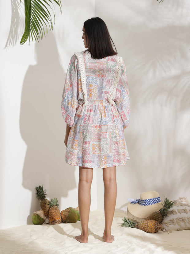 Pastel Printed Raglan Sleeves Dress