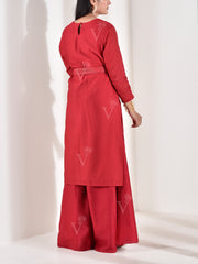Red Vasansi Silk Suit Set