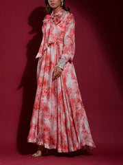 Red Silk Printed Gown