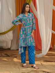 Blue Vasansi Silk Printed Co Ord Set