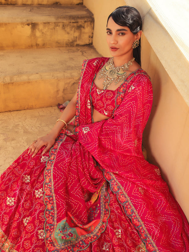 Signature Bandhej Lehenga - Mimosa Dreams