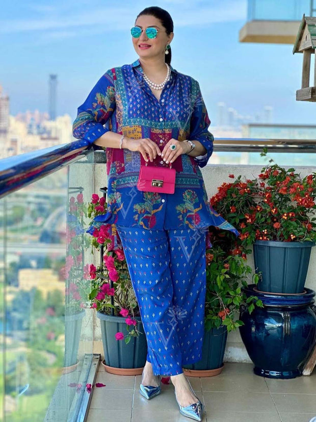 Blue Vasansi Silk Pant Set