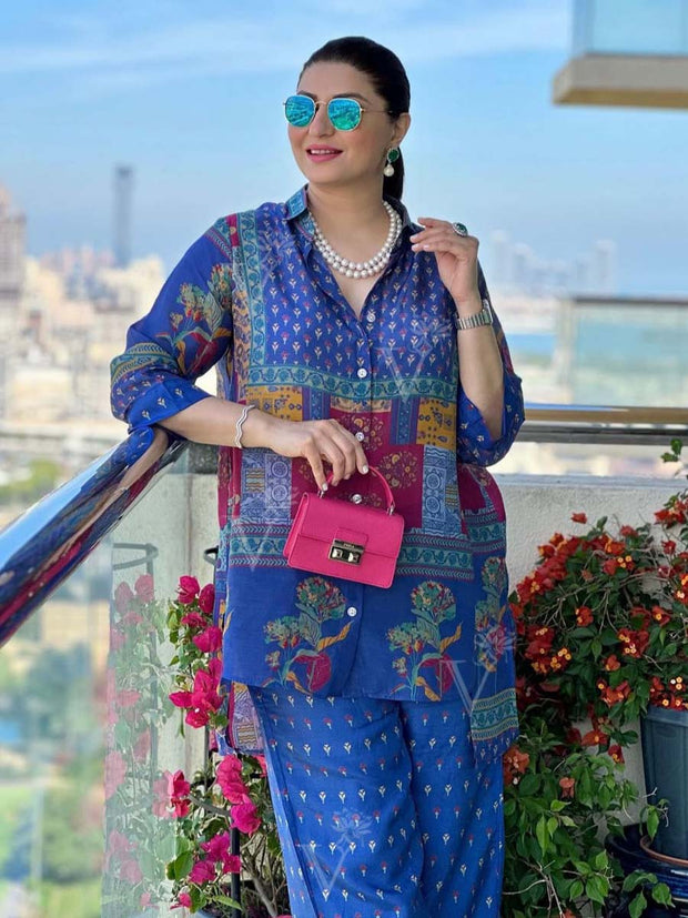Blue Vasansi Silk Pant Set