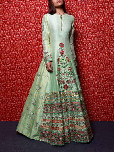 Anarkali, Anarkalis, Gown, Gowns, Silk, Embroidered, Block Print, Block Printed, Traditional, Traditional outfit, Traditional wear, Light weight, DD45, MTO