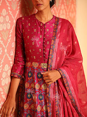 Magenta Chanderi Silk Gown
