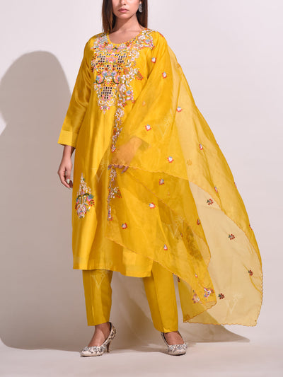 Mustard Chanderi Salwar Suit