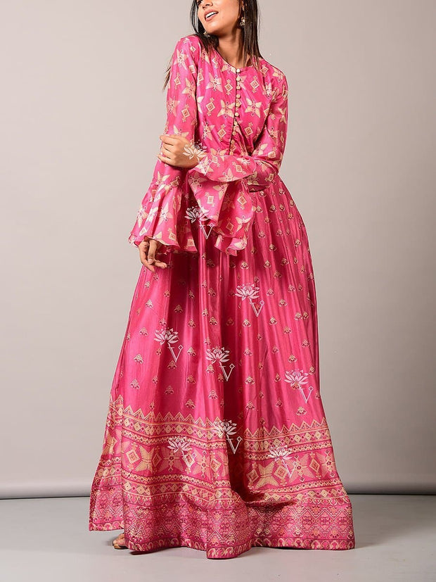 Anarkali, Anarkalis, Gown, Gowns, Floor length, Printed, Silk, Cotton, Party wear