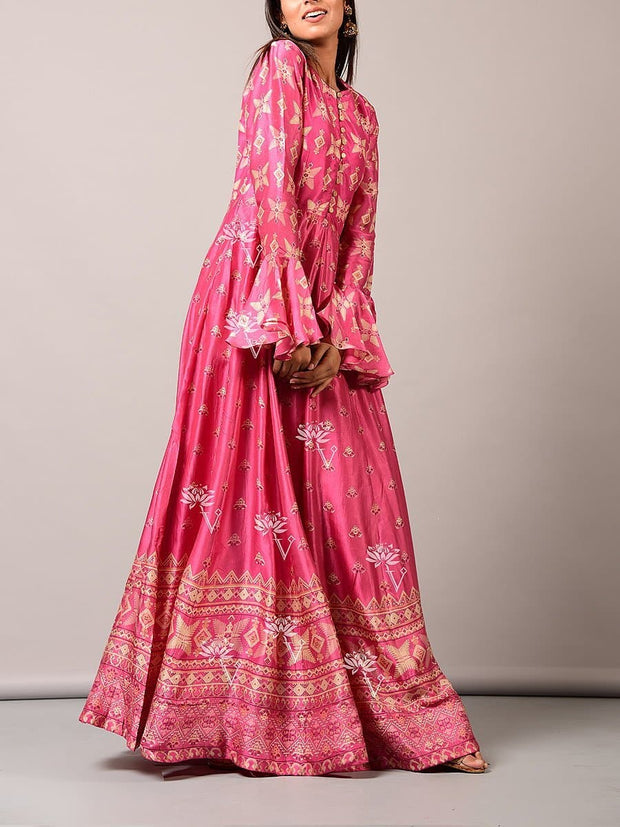 Pink Vasansi Silk Anarkali Gown
