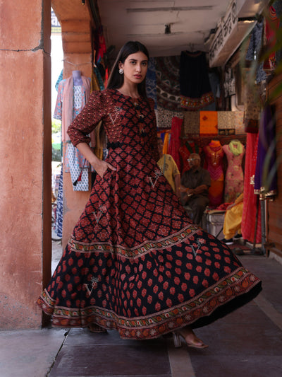 Brown Vasansi Silk Printed Gown