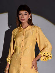 Yellow Linen Embroidered Co-ord Set