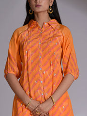 Orange Printed Leheriya Vasansi Silk Co-ord Set