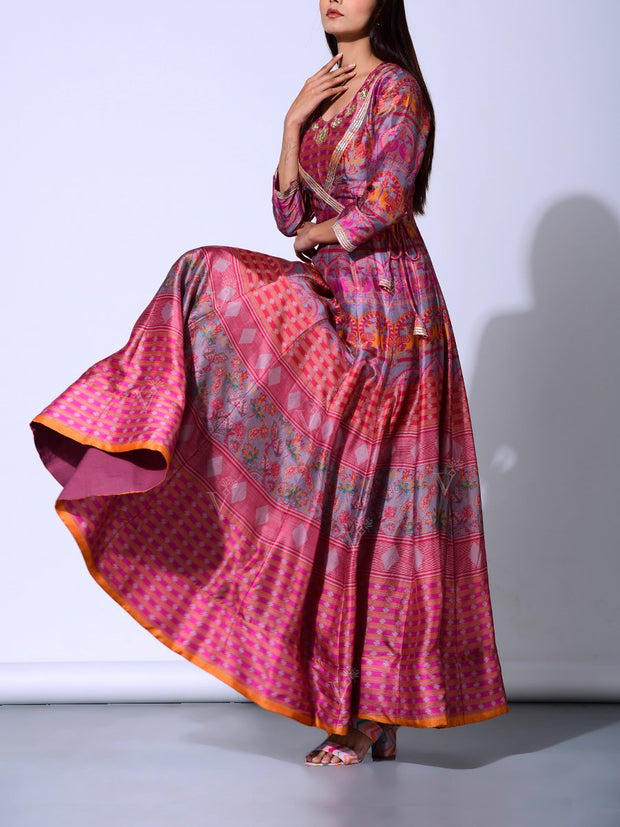 Rose Pink Vasansi Silk  Anarkali Gown