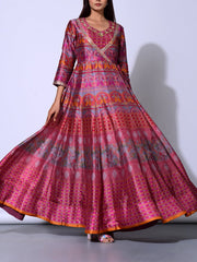 Rose Pink Vasansi Silk  Anarkali Gown