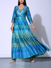 Turquoise Blue Vasansi Silk  Anarkali Gown
