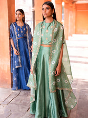 Fusion wear, Indo western, Crop set, Crop top, Jacket, Shrug, Cape, Bandhani, Bandhej, Embroidered, DD28