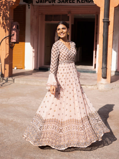 Gown, Gowns, Anarkali, Anarkalis, Traditional, Traditional wear, Traditional outfit, Printed, Georgette, Georgette gown, Flowy, Floor length, DD28, VKI