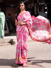 Pink Printed Saree