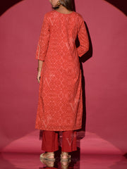 Red Vasansi Silk Printed Kurti