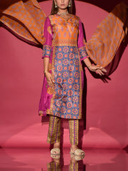 Multi Color Vasansi Silk Printed Suit Set