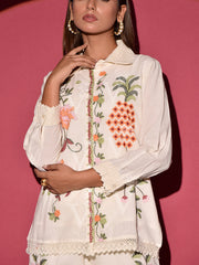 White Embroidered Muslin Co-ord Set