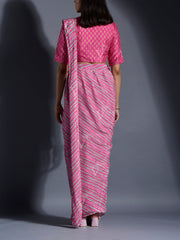 Pink Leheriya Printed Drape Saree