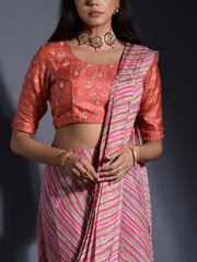 Multi Color Leheriya Printed Drape Saree