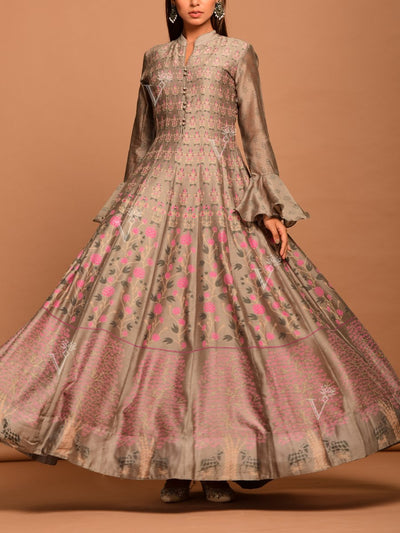 Anarkali, Anarkalis, Gown, Gowns, Printed, Silk, Light weight, Party wear, Long kurti, Floor length