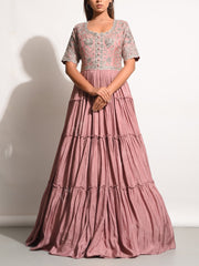 Gown, Gowns, Evening gown, Anarkali, Anarkalis, Pleated gown, Embellished, Embroidered, Flowy, Party wear, Designer wear, Heavy, Silk, MTO, DD28