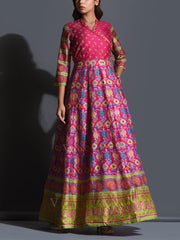 Pink Handcrafted Angrakha Anarkali Gown