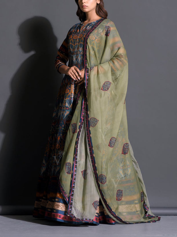 Deep Green Handcrafted Anarkali Gown