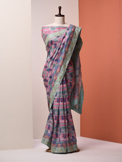 Multi-Color, Vasansi Silk, Printed, Saree ,DD00, dropship, _label_Ready to Ship, CH