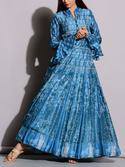 Sail Blue Handcrafted Anarkali Tunic