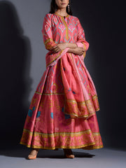 Pink Vasansi Silk Printed Anarkali gown