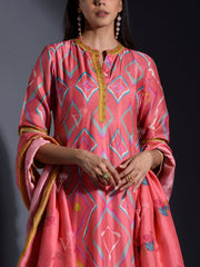 Pink Vasansi Silk Printed Anarkali gown