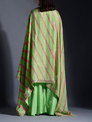 Green Silk Sharara Set with Leheriya Dupatta
