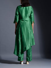 Green Silk Suit Set with Bandhani Dupatta
